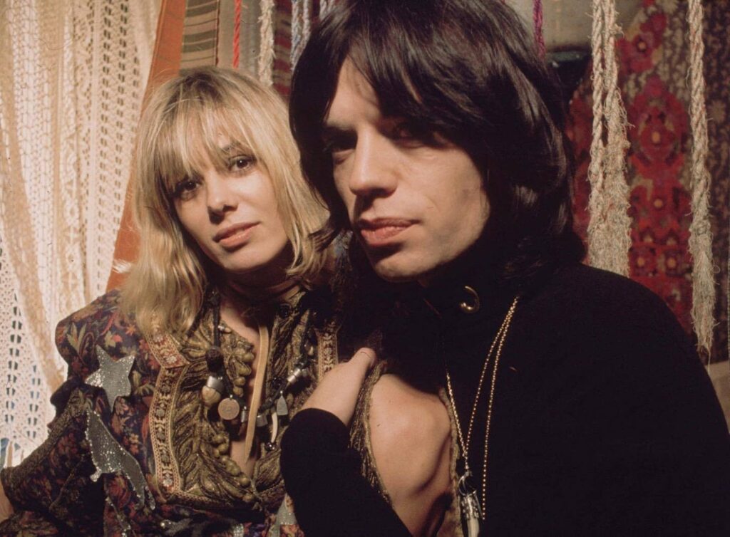 Anita Pallenberg and Mick Jagger in performance, 1970