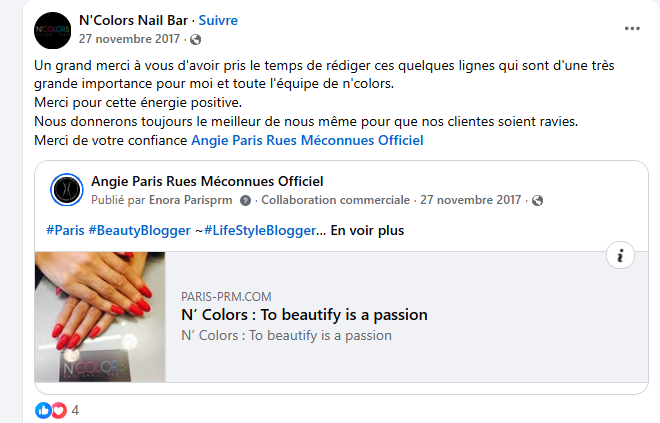 N'Colors Paris réaction suite à mon article