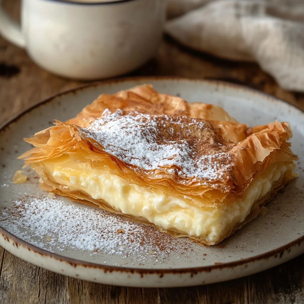 Athènes Bougatsa – Pâtisserie grecque feuilletée fourrée de crème - Cooking Taste