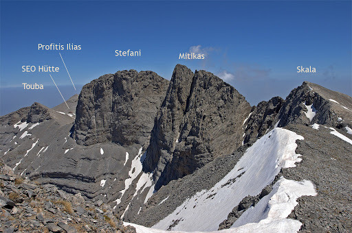 Nom des montagnes qui composent le throne de Zeus sur le mont Olympe selon la mythologie Grecque