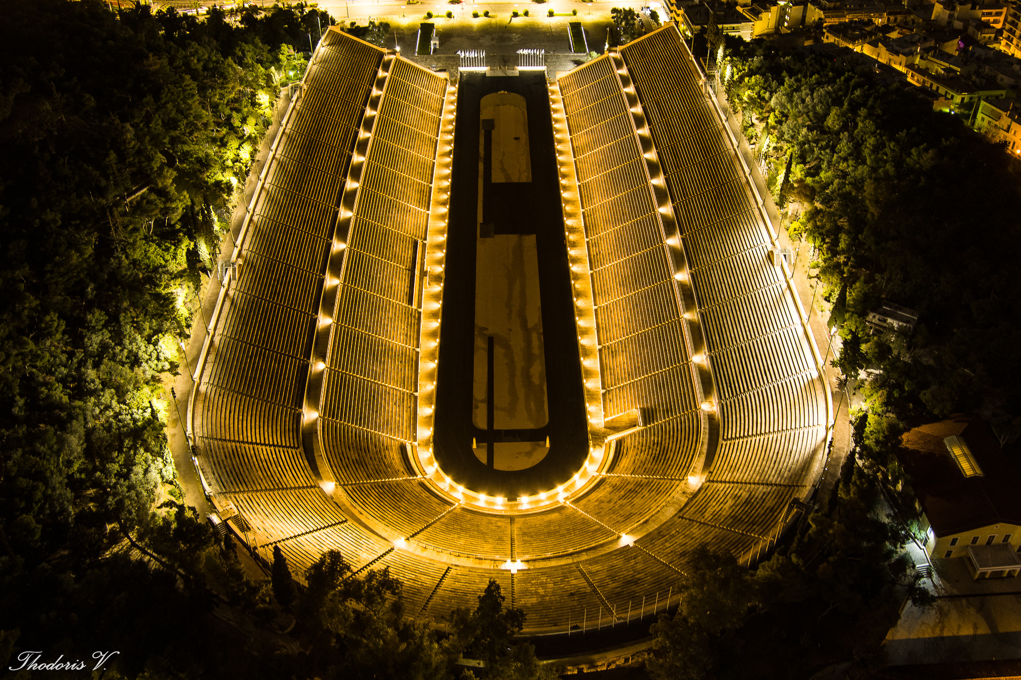Athènes, vue aérienne du Le stade panathénaïque