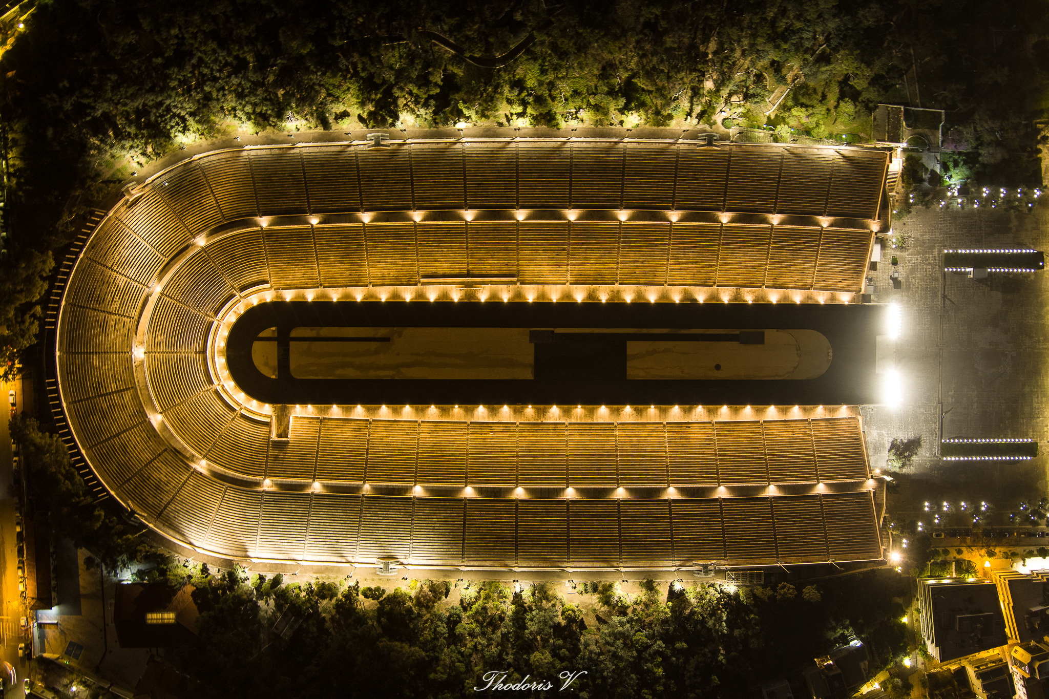 Athènes, vue aérienne du Le stade