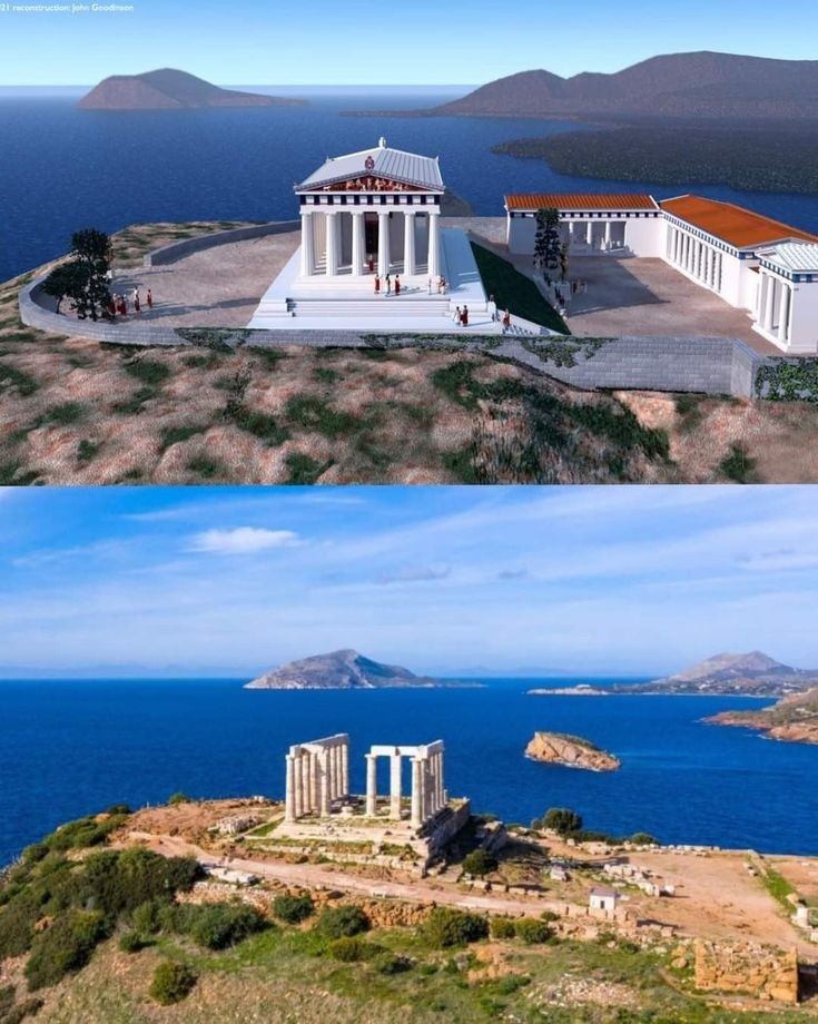 Temple de Poséidon avant- maintenant