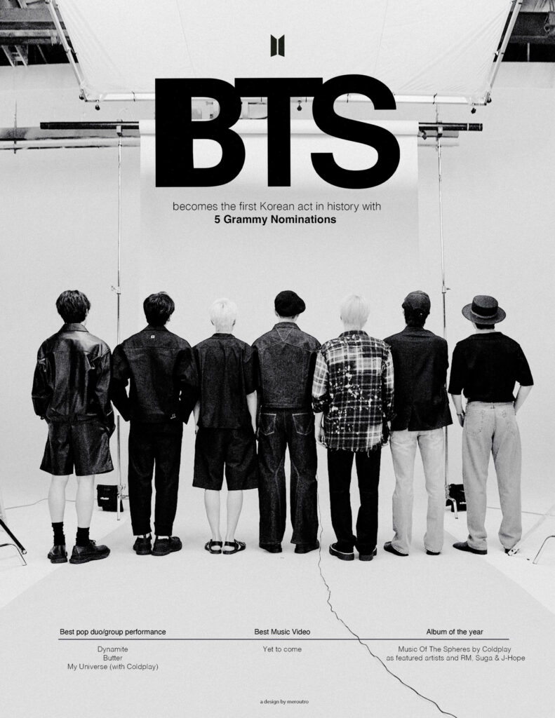BTS : artiste nommé aux Grammy pour la cinquième fois.