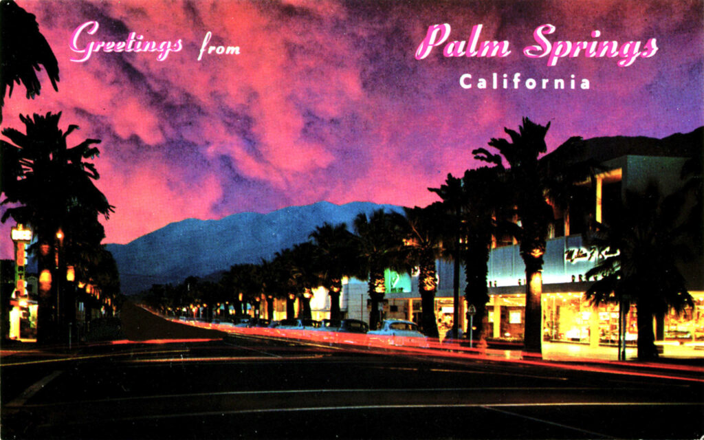 Palm Spring carte postale vision de nuit