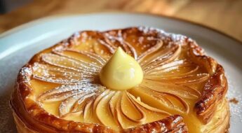 Une galette des rois généreuse, associant une crème frangipane et une crème pâtissière vanille.